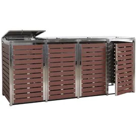Mendler WPC Mülltonnenverkleidung K14 für 4 Tonnen 120 x 264 x 85 cm walnuss/holzoptik