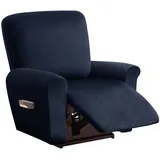 Sesselbezug Relaxsessel Stretchhusse für Relaxsessel 4-Teilig,Stretch Sesselschoner für Relaxsessel mit Taschen,Elastisch Sesselbezug Waschbar für Fernsehsessel Liege Sessel - Navy Blue||1 Seater