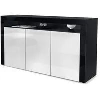 Vladon Sideboard, Weiß Hochglanz, 155x92x40 cm, Wohnzimmer, Kommoden &