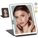 Famihomii Kosmetikspiegel Mit Licht, 1X 2X 3X Vergrößerungsspiegel mit Licht, Schminkspiegel mit 3 Lichtfarben, LED Spiegel mit Beleuchtung, USB Wiederaufladbar Reisespiegel