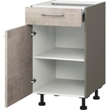 KOCHSTATION Unterschrank KS-Trea US40 mit einem Auszug und einer Tür, Einlegeboden, Breite 40 cm, Höhe 75 cm grau