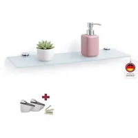 HOOZ Wandregal Glasregal, Wandablage ESG 30x13 cm, rechteckig, mit Halterung Weiß, Regal Glas, Platzsparende Wandboard für Dusche, Bad, Küche oder Wohnraum weiß 30 cm