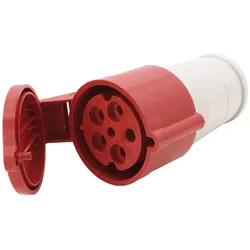 32 Ampere CEE Kupplungssteckverbinder 5-polig (3P+N+PE) Buchse, Kodierung 6h feuerrot RAL 3000 200/346V bis 240/415V Frequenz 50 und 60Hz 1 Stück