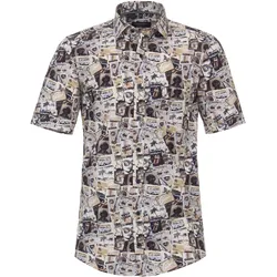 Kurzarmhemd CASAMODA "CASAMODA Freizeithemd Kurzarm Print", Herren, Gr. XL, Normalgrößen, braun, 100% Baumwolle, bedruckt, lässig geschnitten, Hemden