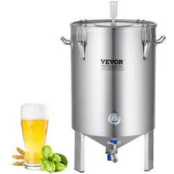 VEVOR Bierbrauanlage Bierbraugerät Kessel aus Edelstahl 60 L Bierfermenter, Braueimer-Fermenter zum Brauen, Heimbrauzubehör mit Sockel, Kessel-Suppentopf inkl. Deckel, Griff, Ventil, Zapfhahn