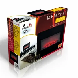 Classic Fire Memphis – Dekorativer elektrischer Wandkamin mit 1800 W in Schwarz