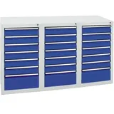 Stumpf Schubladenschrank Serie STS 410, 21 Schubladen enzianblau (18x100, 3x200mm)