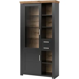 Set One by Musterring Vitrine York Dekor Graphit / Eiche