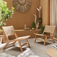 Sweeek 2er Set Garten-Relaxsesseln aus Holz und Kunststoff mit