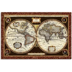 Artland Wandbild »Weltkarte«, Landkarten, (1 St.), als Alubild, Outdoorbild, Leinwandbild, Poster, Wandaufkleber Artland Farbe Bild(er): braun