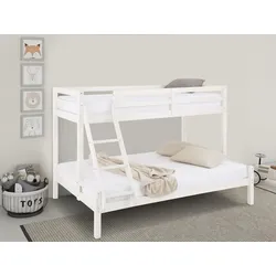 Kinderbett LÜTTENHÜTT "Alpi", weiß, B:151cm H:45,5cm L:208cm, Betten, mit 2 Schlafgelegenheiten, inklusive Lattenrost und Leiter