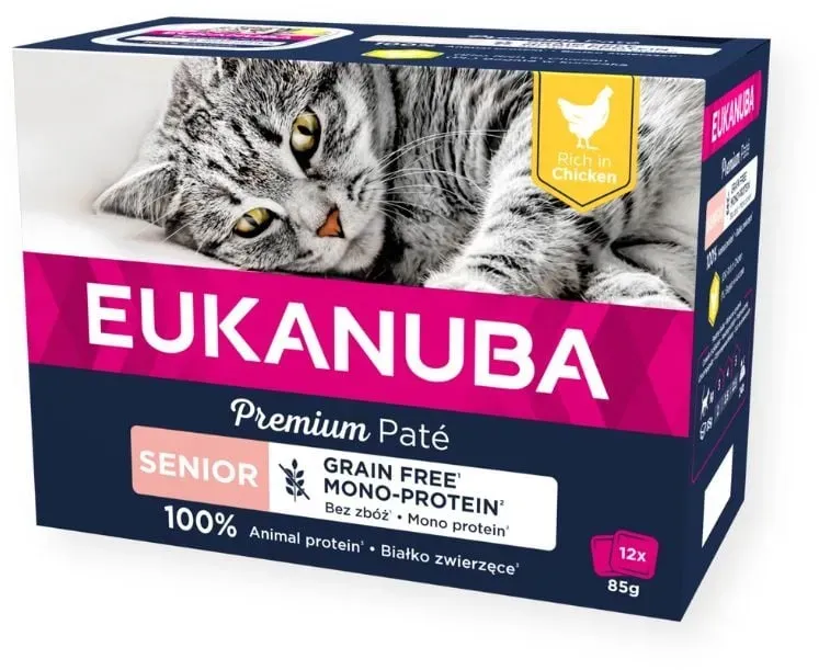 EUKANUBA Grain Free Senior Monoproteinowy Senior Katzenpastete Huhn 12 x 85 g