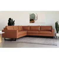 Places of Style Ecksofa Pinto, 250/290 cm, langer Schenkel, XXL, Ottomane, Cord, Feincord, Luxus-Microfaser Leder und Chenille braun