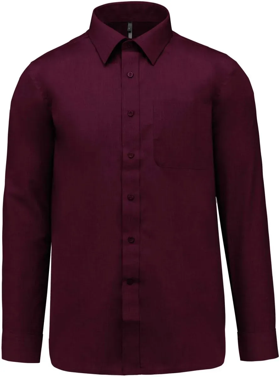 Kariban Herren Popeline Hemd 'Jofrey' langarm K545 wine 4XL