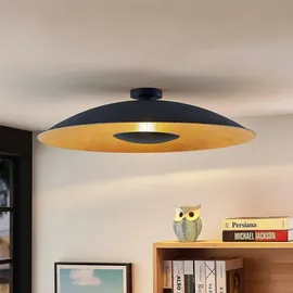 LINDBY Deckenlampe Narisara, Ø 80 cm, E27, schwarz-gold