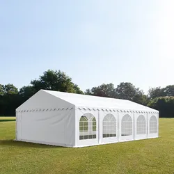 TOOLPORT PRO 6x10m Partyzelt, PVC-Plane, weiß, mit Bodenrahmen - (7251)