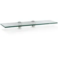 Glasregal Wandregal 60 x 10 x 0,8 cm, Klarglas Glasboden mit Halterungen, Badregal Ablage Hängeregal für Bad, Küche & Wohnzimmer