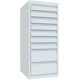 PAVOY Schubladenschrank, Höhe 1.200 mm, Schubladen 7x100 + 2x200 mm, Breite 500 mm, lichtgrau, lichtgrau