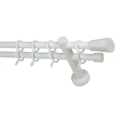 Gardinenstange GARESA "CLASSICO MOLIS", weiß, L:110cm, Gardinenstangen, Vorhanggarnitur, verlängerbar, Wandmontage, Keil, mit Ringe und Haken