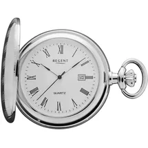 REGENT Taschenuhr REGENT "P737-19527740", silber (edelstahlfarben), Taschenuhren, Damen, Taschenuhr, Quarzuhr, Herrenuhr, Datum, Acrylglas, Geschenkidee