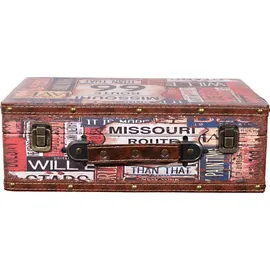BIRENDY Truhe Kiste KD1711/12 Geschenkbox Holztruhe Vintage Look Schatzkiste Route 66 , Größe:Größe L ( 31cm B x 20cm T x 10cm H )
