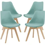 [en.casa] Stühle, Fläten 4er Set Kunstleder Mintgrün