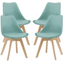 [en.casa] Stühle, Fläten 4er Set Kunstleder Mintgrün