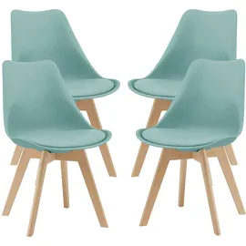 [en.casa] Stühle, Fläten 4er Set Kunstleder Mintgrün