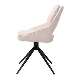 Mendler 2er-Set Esszimmerstuhl HWC-N73, Küchenstuhl, drehbar Auto-Return, Stoff/Textil Boucle (540g/m2) Öko-Tex ~ creme