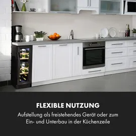 Klarstein Vinovilla 17 Built-In Duo Zweizonen-Weinkühlschrank 53l 17 Fl. 3-Farben Glastür schwarz