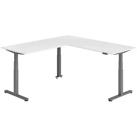bümö Eckschreibtisch elektrisch höhenverstellbar Weiß / Graphit