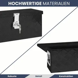 deluke DELUKE® Aluminiumbox mit Deckel Abschließbar Alubox Deichselbox Alu Anhängerbox Werkzeugkiste Transportbox Metallkiste, 60x23,5x23cm Schwarz