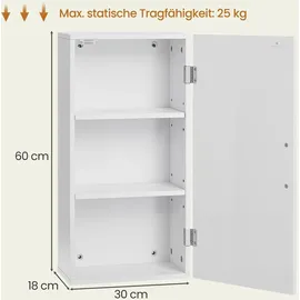 VASAGLE Hängeschrank mit verstellbaren Einlegeböden, Badezimmerschrank für Wandmontage, platzsparend,