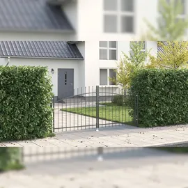 vidaXL Gartentor mit Schloss Grau 125 x 300 cm Stahl