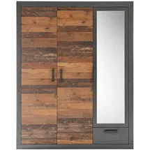 furn.design Kleiderschrank grau Braun, Kunststoff, Nachbildung, Uni, 3 Fächer, 1 Schubladen, Sockel, 150x201x62 cm Schlafzimmer, Kleiderschränke