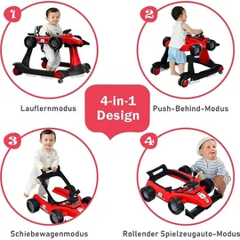 Costway 4 in 1 Lauflernwagen Mit Einstellbarer Hoehe Und Geschwindigkeit, Baby Walker Mit Musikbox Und Licht, Für Jungs Und Maedchen, Alter Von 6 - 18 Monaten