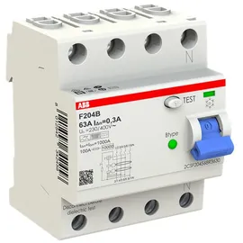 ABB Stotz S&J FI-Schutzschalter TypB 4P 63A, 300mA, 3kA, 4TE F204B-63/0, 3-4TE