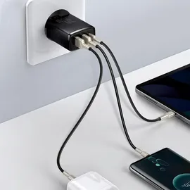 Baseus CCXJ-E01 3 USB-C Ports 30W 3a Power Delivery Quick Charge schwarz