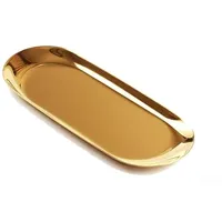 Zoegneer Edelstahl-Tablett, goldene Ornamente, Teller für Obst, Tee, Schmuck, Kosmetik, Raffinesse (23 cm)