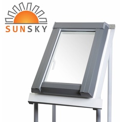 Modernes Kunststoff-Ausstiegsfenster „SunSky - der Dachausstieg“ mit Eindeckrahmen für Warmdach