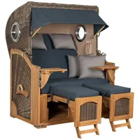 Mr. Deko Strandkorb Düne Bullauge Teak PE Grey Dessin