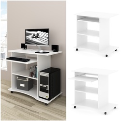 VICCO Computertisch HARM Tisch Bürotisch Laptoptisch Büro Schreibtisch rollbar Weiß