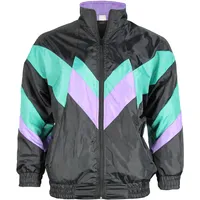 Foxxeo 80er Jahre Trainingsjacke für Herren Kostüm – schwarz grün lila – Größe:S