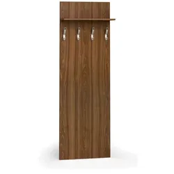 Garderobenwand PRIMO WOOD, 4 Kleiderhaken, Ablage, Nussbaum