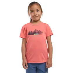 T-Shirt JACK WOLFSKIN "HIKING GRAPHIC T KIDS", Kinder, Gr. 176, print, sunsetcoral, Oberstoff 100% POLYESTER, Shirts