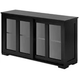 Goplus Sideboard, Küchenschrank, Anrichte-schrank, Badkommode, Beistellschrank, Standschrank, Mehrzweckschrank Mit Schiebetüren (schwarz) - Goplus