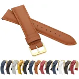 MARCHEL Glattleder LLB Gold Lederarmband Echtleder Uhrenarmband Uhrenband Rindsleder Feines Leder (18 mm, Hellbraun)