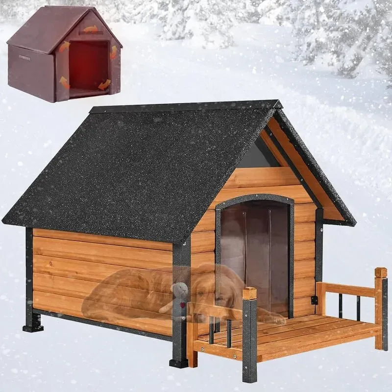 Aivituvin-AIR80-IN Isoliertes Hundehaus mit Innenfutter | Eisenrahmen - Braun - Mittel 32,9