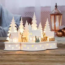 Hi 3D Weihnachtsstadt aus Holz mit LED-Beleuchtung – Weihnachtsdorf mit 10 warmweißen LEDs
