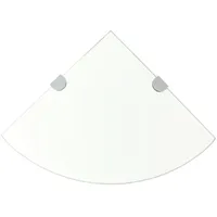 Festnight Glas Eckregal Eck-Badablage | Glasregal für Badezimmer/Schlafzimmer/Küche, mit verchromten Halterungen Transparent 25 x 25 cm